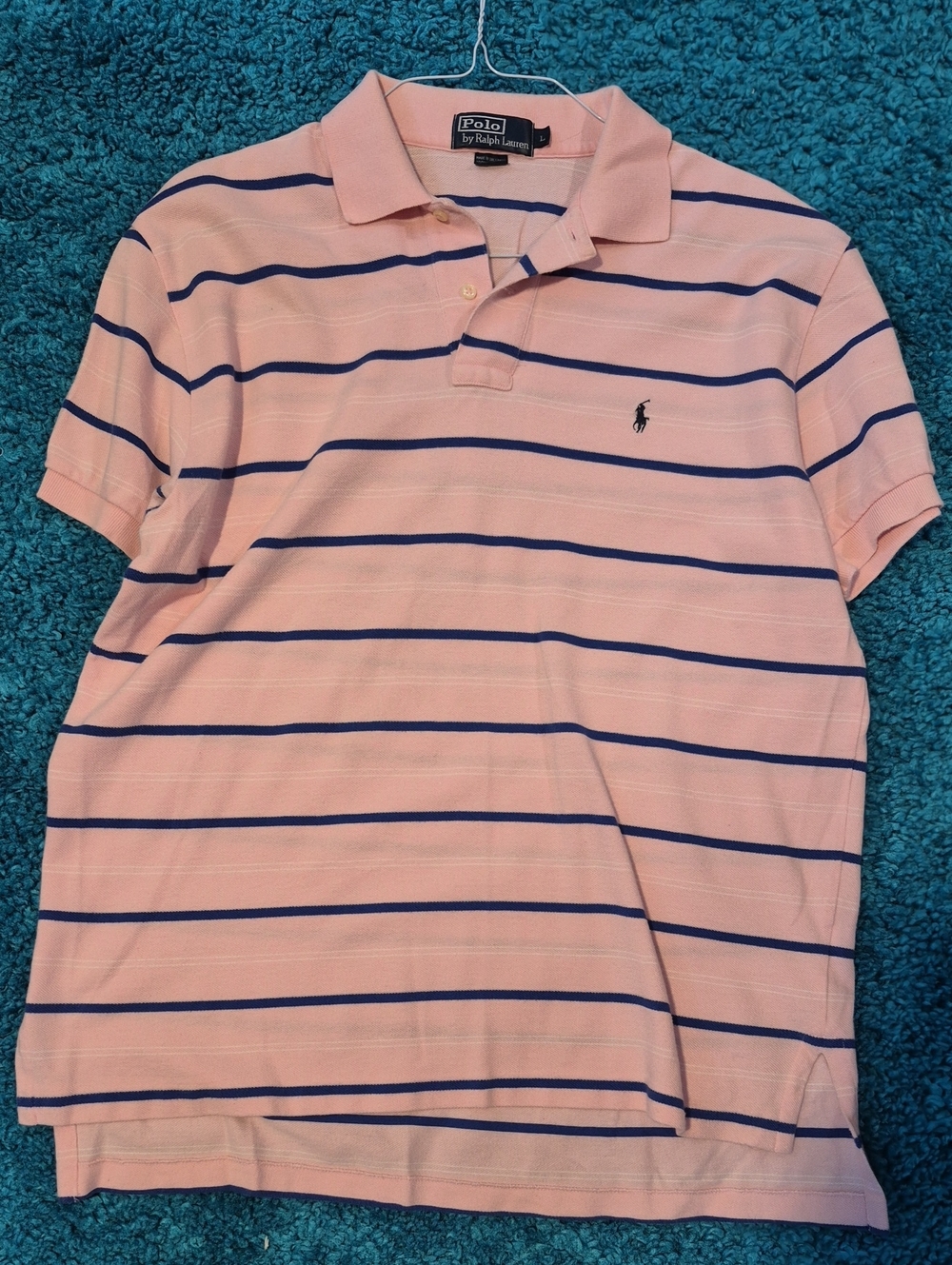 Polo by Ralph Lauren Pink Polo with Navy Stripes